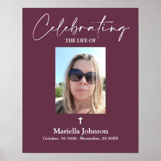 Celebrating the life 16x20 Plum Funeral Poster