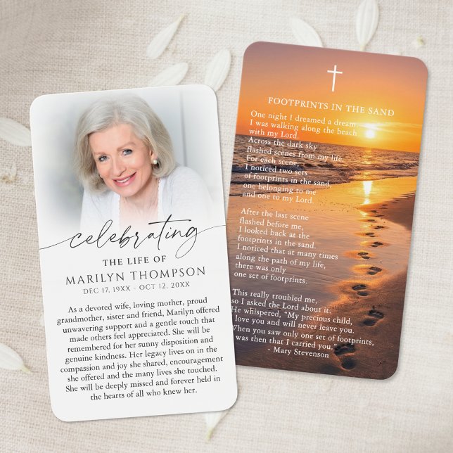 Celebrating the Life Footprints Prayer Cards (Von Creator hochgeladen)