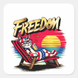 Celebrating US Independence Day Quadratischer Aufkleber