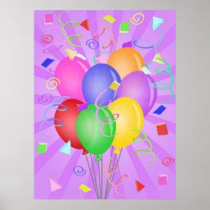 Celebration Balloons Illustration Poster