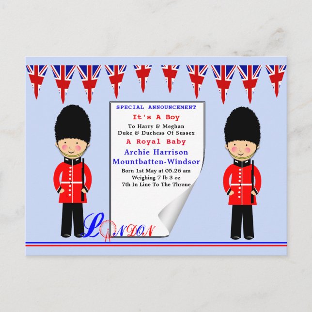 Celebration Cards Royal Baby Einladungspostkarte (Vorderseite)