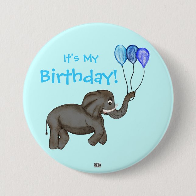Celebration Elephant (blau) Button (Vorderseite)