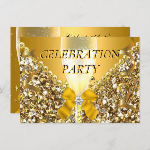 CELEBRATION Glitzer Gold Silver Champagne Party Einladung