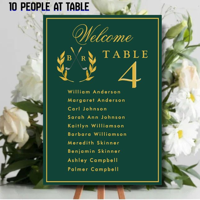 Celebration Golf Wedding Seating 10 Guest Names Tischnummer (Von Creator hochgeladen)