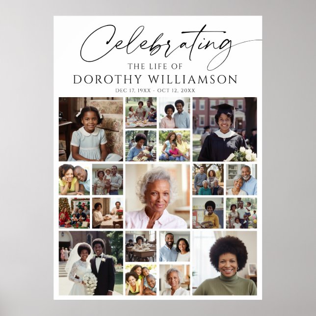 Celebration of Life 21 Photo Collage Memorial Poster (Vorne)