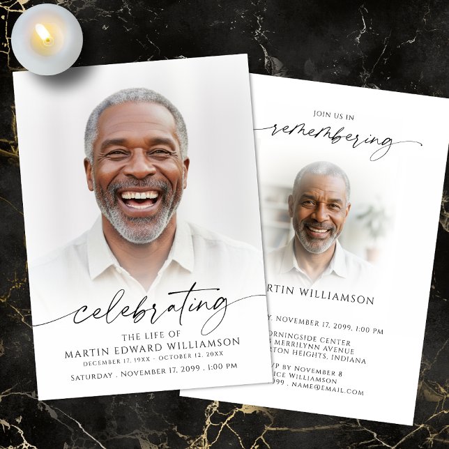 Celebration of Life 2 Photos Memorial Modern Einladung (Von Creator hochgeladen)
