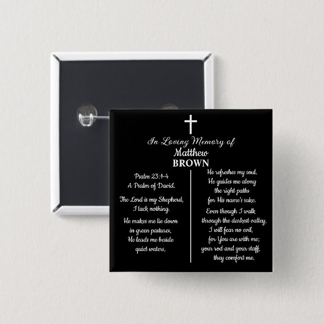 Celebration Of Life Bible Verse Funeral Keepsake Button (Vorne & Hinten)