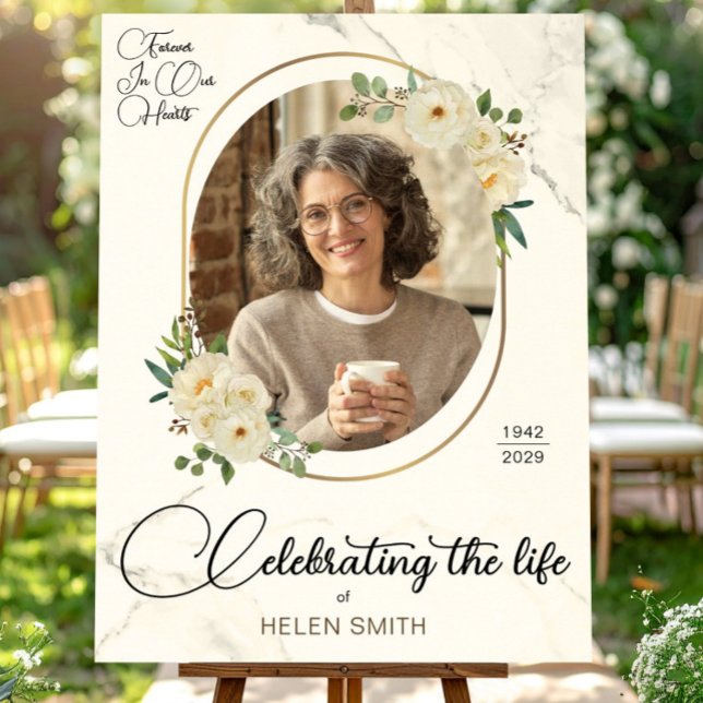 Celebration of Life, Floral Funeral Memorial Photo Poster (Von Creator hochgeladen)