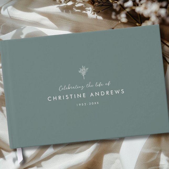 Celebration of Life Floral Memorial Green Gästebuch (Celebration of Life Floral Memorial Green Guest Book)