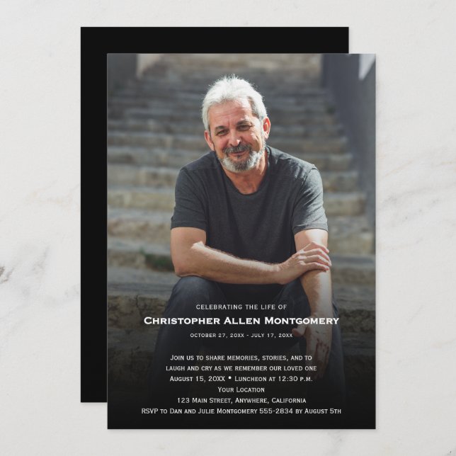 Celebration of Life Funeral Memorial Einladung (Vorne/Hinten)