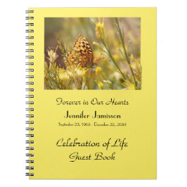Celebration of Life Guest Book, Yellow Butterfly  Notizblock