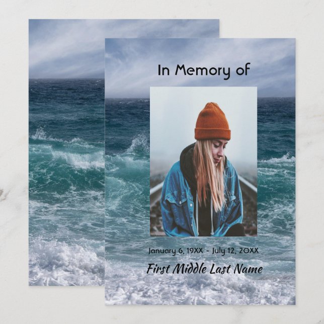 Celebration of Life Invite Ocean Sea Beach Einladung (Vorne/Hinten)