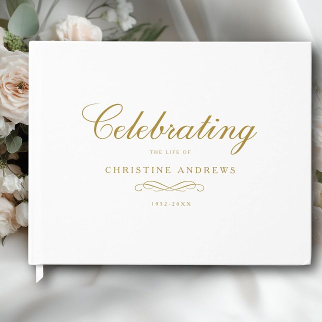 Celebration of Life Memorial–Elegant Minimal White Gästebuch (Celebration of Life Memorial–Elegant Minimal White Guest Book)