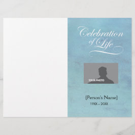 Celebration of Life Memorial Program blue watercol