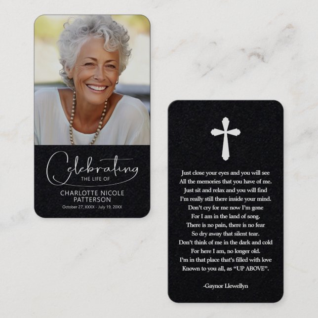 Celebration of Life Photo Bookmark Prayer Card Visitenkarte (Vorne/Hinten)