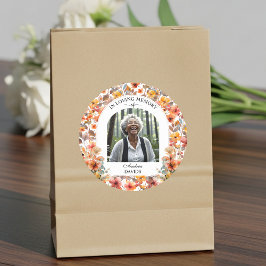 Celebration Of Life Photo Funeral Colorful Floral Runder Aufkleber
