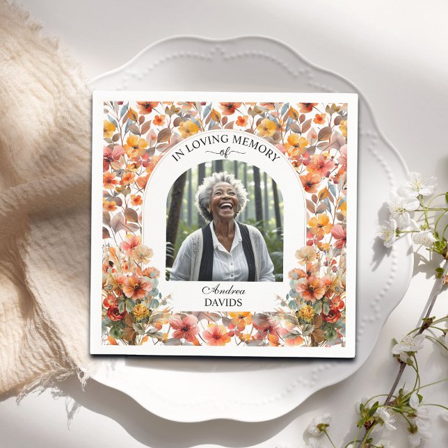 Celebration Of Life Photo Funeral Colorful Floral Serviette (Von Creator hochgeladen)