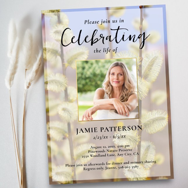 Celebration of Life Photo, Pussy Willows Funeral Einladung (Von Creator hochgeladen)