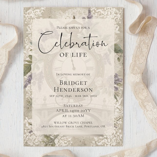 Celebration of Life Purple Butterfly Peony Funeral Einladung (Von Creator hochgeladen)