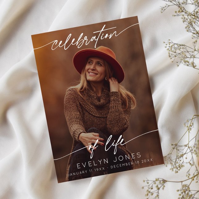 Celebration of Life Script Funeral Photo | Black Dankeskarte (Von Creator hochgeladen)