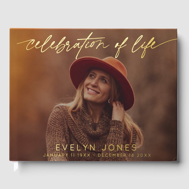 Celebration of Life Script Funeral Photo Gästebuch (Vorderseite)