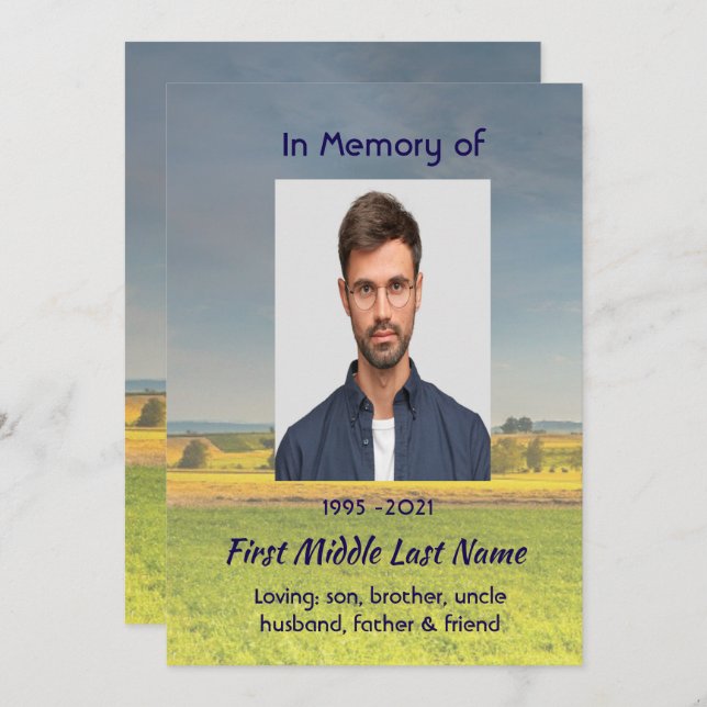 Celebration of Life Service  Farm Crop Prairie Save The Date (Vorne/Hinten)