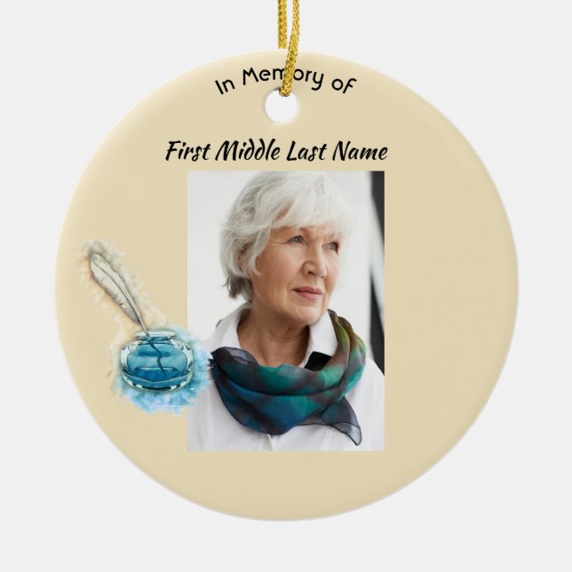 Celebration of Life Service Feather Pen  Keramik Ornament (Vorne)