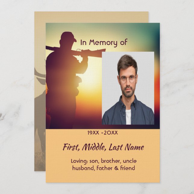 Celebration of Life Service Hunter Stag Deer Einladung (Vorne/Hinten)