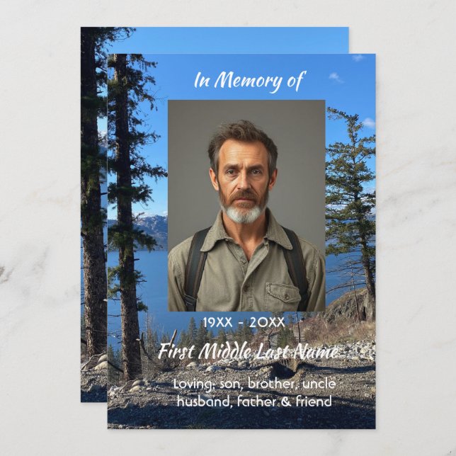 Celebration of Life Service Lake Forest Trees Einladung (Vorne/Hinten)