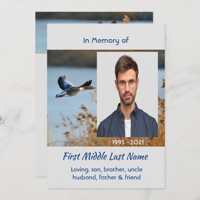 Celebration of Life Service  Lake Geese Birds Einladung (Vorne/Hinten)