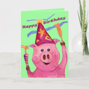 Celebration Pig Birthday Card Karte