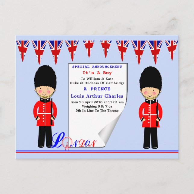 Celebration Royal Baby Prince Louis von Cambridge Einladungspostkarte (Vorderseite)