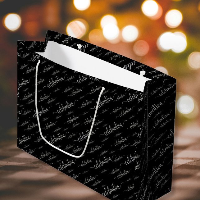 Celebration Silver Muster Große Geschenktasche Geschenktüte (Von Creator hochgeladen)