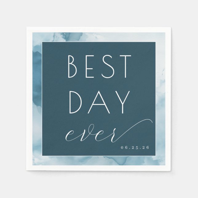 Celebratory Blue Watercolor Serviette (Vorderseite)