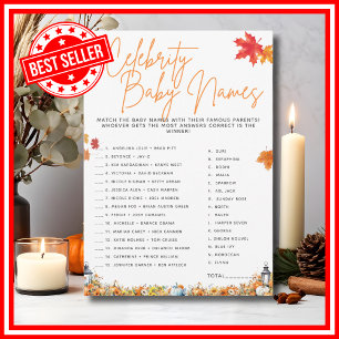 CELEBRITY BABY NAMES Baby Showgame Floral Niedlich Einladung