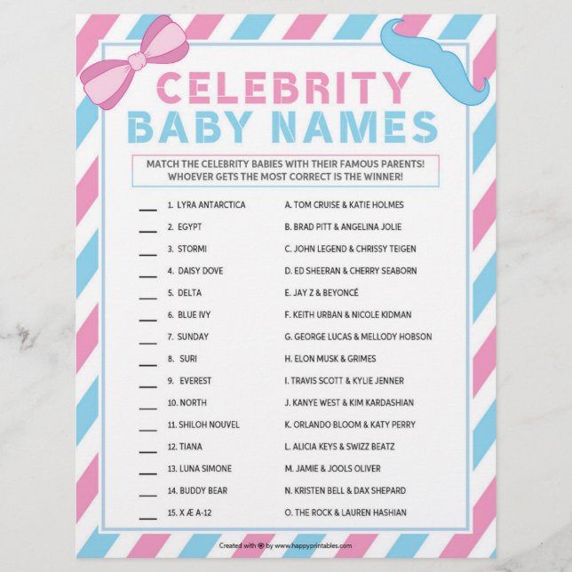 Celebrity Baby Names [Gender Surprise] Briefbogen (Vorderseite)