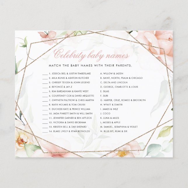 Celebrity Baby Names Girl Floral Baby Showspiel (Vorderseite)