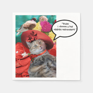CELEBRITY CAT PRINCESS TATUS MIT RED HAT AND DOVE SERVIETTE