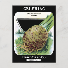 Celeriac Root Gemüsepflanzliche Vintage Saatpackun Postkarte