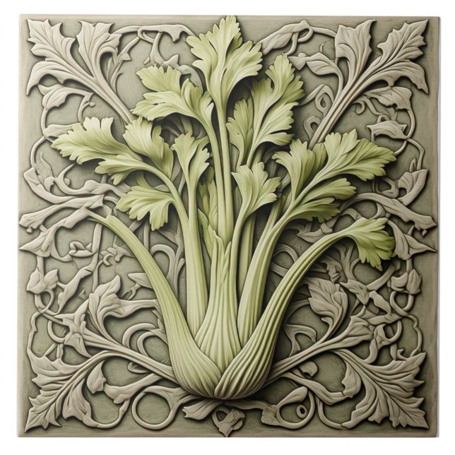 Celery - Art Nouveau Keramik Tile Fliese (Vorderseite)