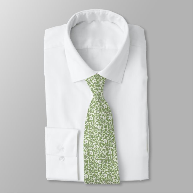 Celery Green Filigree Neck Tie Krawatte (Gebunden)