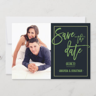 Celery Green, Foliage und Black Wedding Rett Date Save The Date