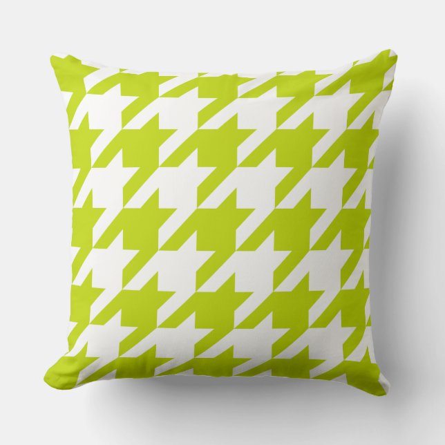 Celery Green Hahnentrittmuster Throw Kissen (Vorderseite)