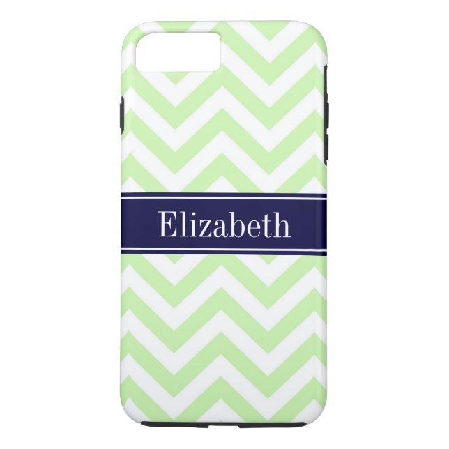 Celery Green LG Zickzack Navy Blue Name Monogram Case-Mate iPhone Hülle (Rückseite)