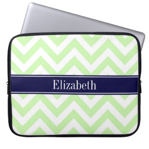 Celery Green LG Zickzack Navy Blue Name Monogram Laptopschutzhülle
