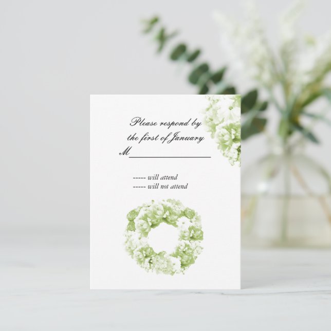 Celery Green Monochromatic Wraath Repcard RSVP Karte (Stehend Vorderseite)