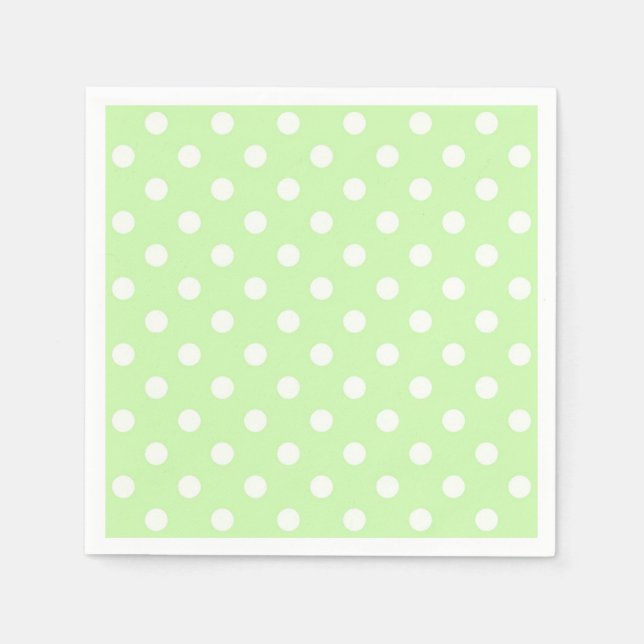 Celery Green und White Polka Dot Pattern Serviette (Vorderseite)