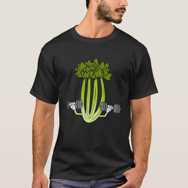 Celery Lifting Weights Bodybuilding Leek T-Shirt (Vorderseite)