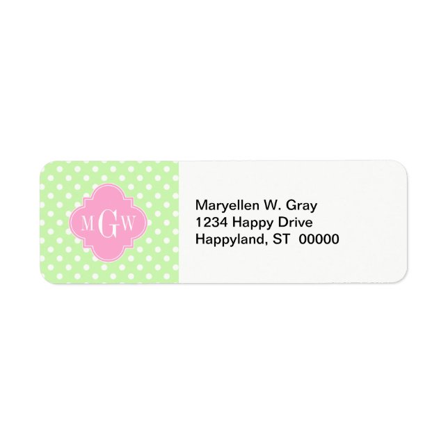 Celery Polka Dot Pink Quatrefolie 3 Monogramm (Vorne)