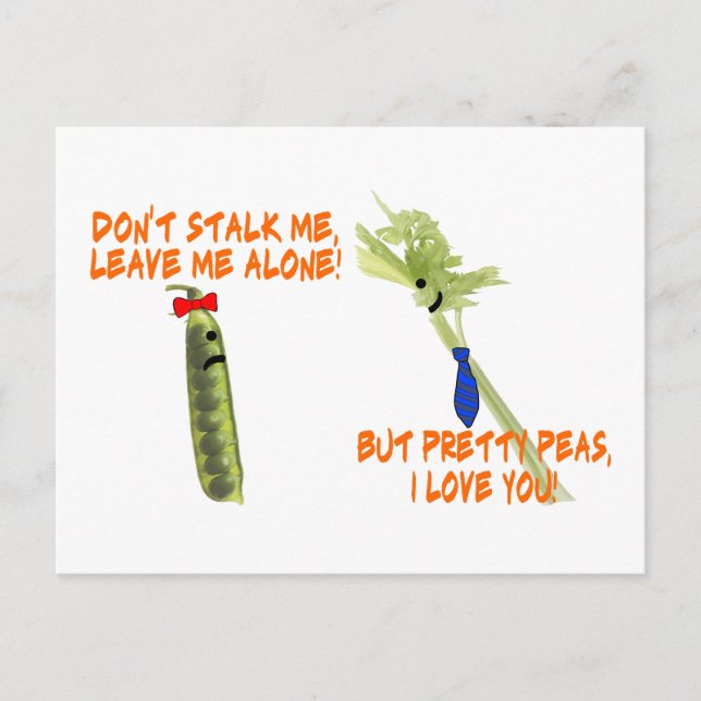 Celery Stalker und Hübsche Erbsen Postkarte (Vorderseite)